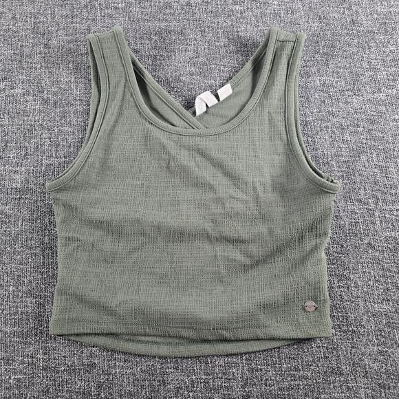 Roxy Good Keepsake Crop Tank Top Size Medium Green Cross Back - Picture 1 of 7